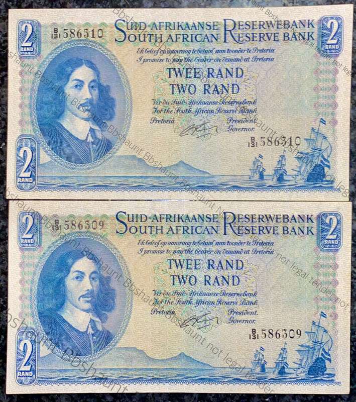 G RISSIK R2 IN SEQUENCE B131 /586310-309 UNC A/E FIRST ISSUE 1962 (1 BID TAKES ALL)