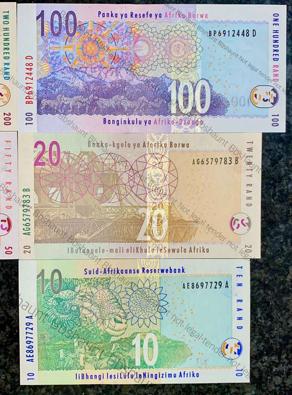 Complete set TT Mboweni R200 to R10 -- 2nd issue 2004 UNC animals wtm (1 bid takes all)
