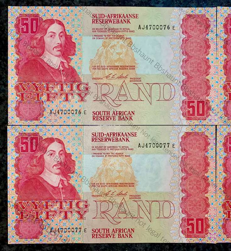 CL STALS R50 IN SEQUENCE AJ 4700076-00079 UNC A/E 1ST ISSUE 1990(BID PER NOTE) 4 AVAILABLE