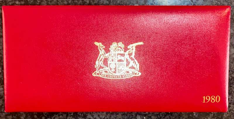 SOUTH AFRICA PROOF SET SILVER R1 TO 1/2 CENT -- 1980 -- IN RED SA MINT BOX