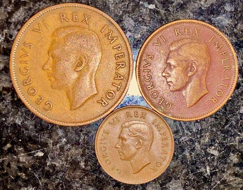 S A UNION SET 1 PENNY - 1/2 PENNY & 1/4 PENNY 1942 (1 BID TAKES ALL)