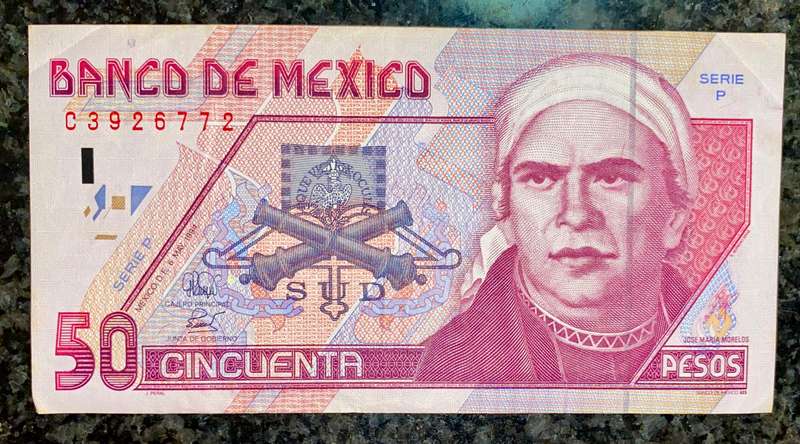 MEXICO 50 PESOS 6 MAY 1994 GOOD CONDITION