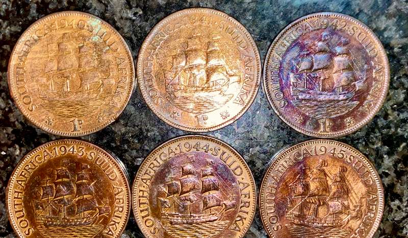 S A UNION 1 PENNY SET - 1940 -41 -42 -43 -44 -45 -46 -48 & 1949 AMAZING TONING VERY GOOD CONDITION