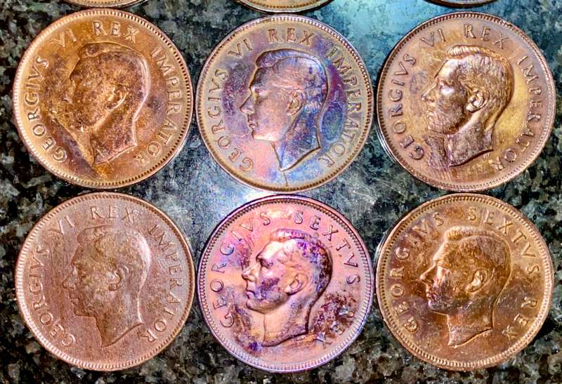 S A UNION 1 PENNY SET - 1940 -41 -42 -43 -44 -45 -46 -48 & 1949 AMAZING TONING VERY GOOD CONDITION