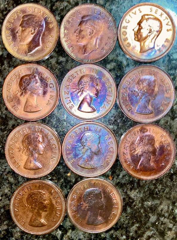 S A UNION 1 PENNY FULL SET - 1950 TO 1960 AMAZING TONING VERY GOOD CONDITION