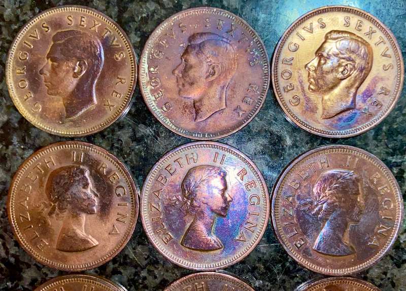 S A UNION 1 PENNY FULL SET - 1950 TO 1960 AMAZING TONING VERY GOOD CONDITION