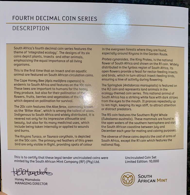 South Africa. uncirculated coin set 2023 in original packaging