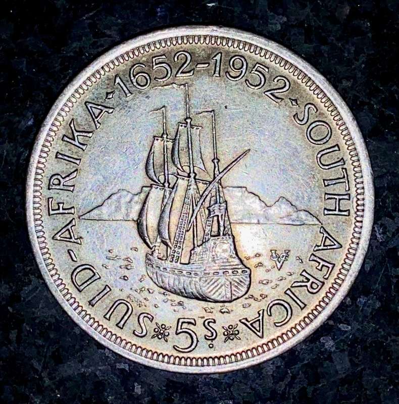 SA Union silver 5 shilling 1952