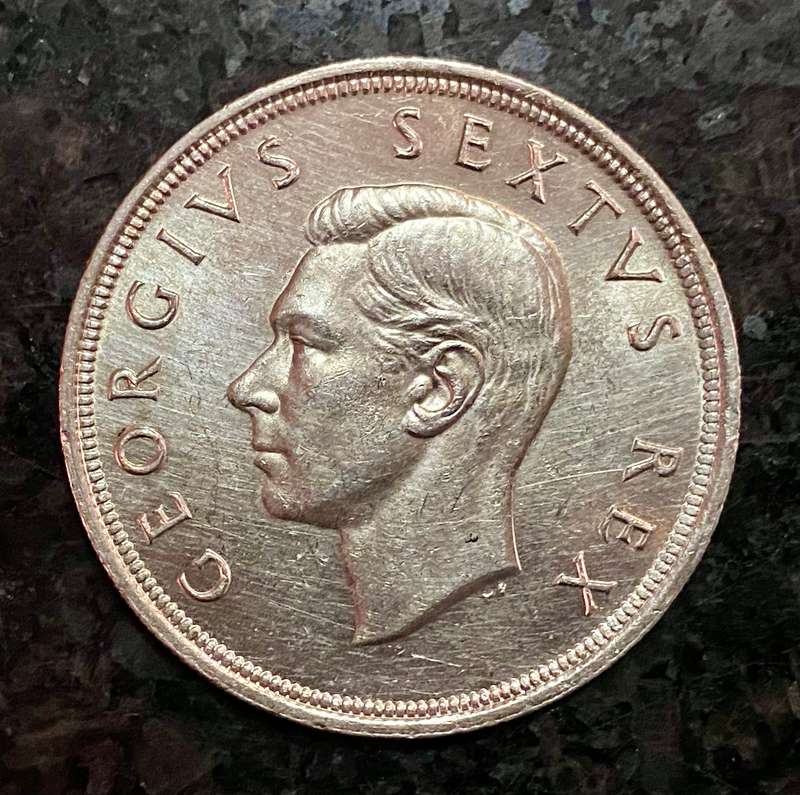 SA Union silver 5 shilling 1949