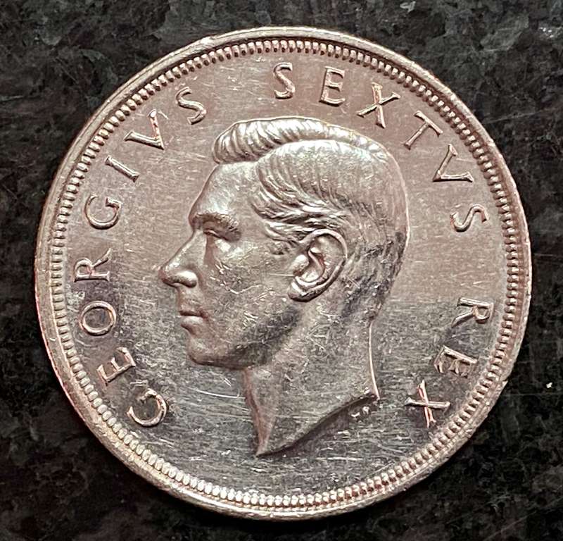 SA Union silver 5 shilling 1948