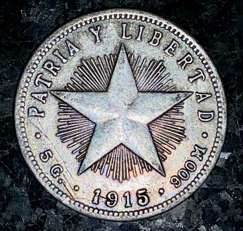 Cuba silver 20 centavos 1915