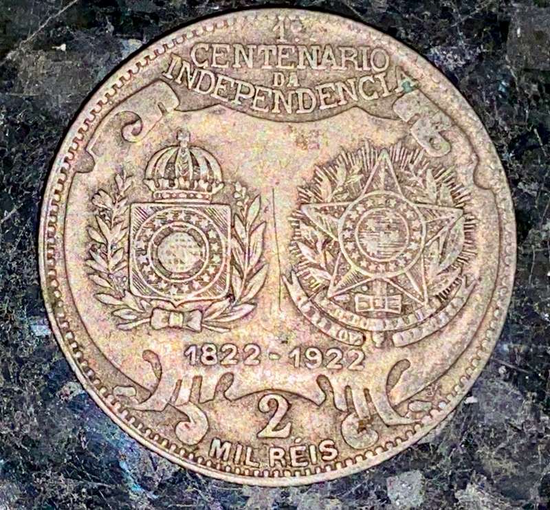 Brasil silver 2 mil reis 1822-1922 independence