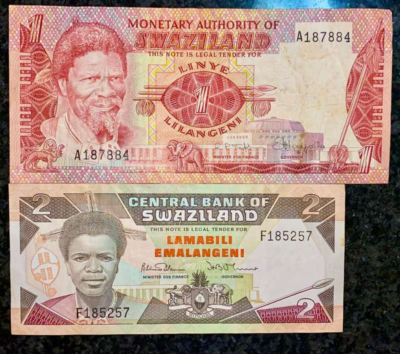 Swaziland set 1 emalangeni & 2 emalangeni (1 bid takes all)