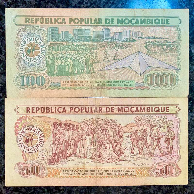 Mozambique 100 meticas & 50 meticas 1980/89 (1 bid takes all)