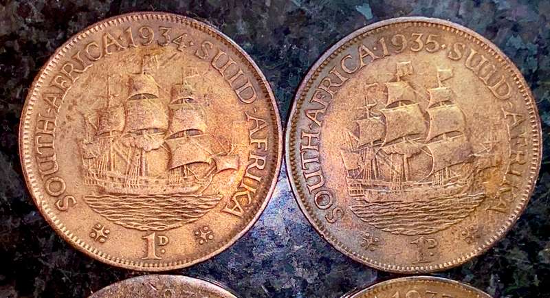 SA Union set 1 penny 1934 - 1935 -1937 - 1938 ( 1bid takes all)
