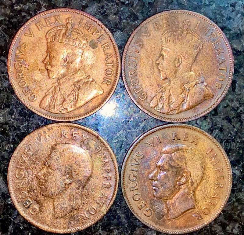 SA Union set 1 penny 1934 - 1935 -1937 - 1938 ( 1bid takes all)