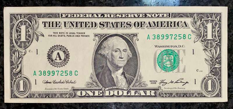 USA 1 dollars 2006 federal reserve Boston