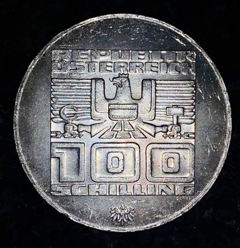 Austria 1976 -- 100 shillings Winter Olympics -- silver