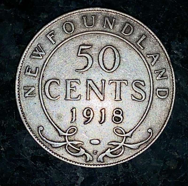 NewFoundland 1918 -- 50 cents -- sterling silver