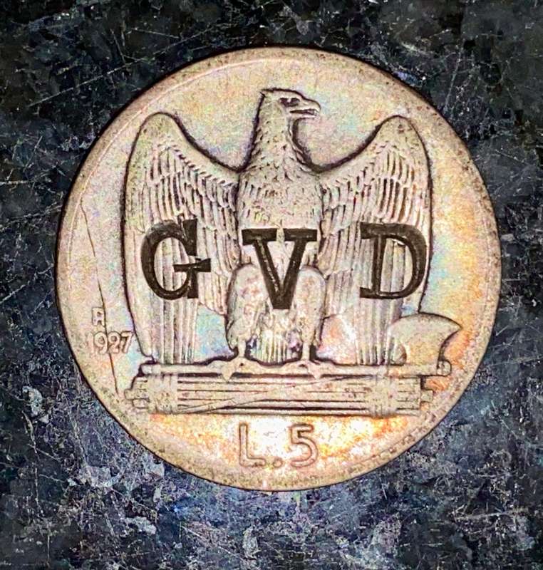 Italy 5 lire stamped G.V.M - 835 Sliver