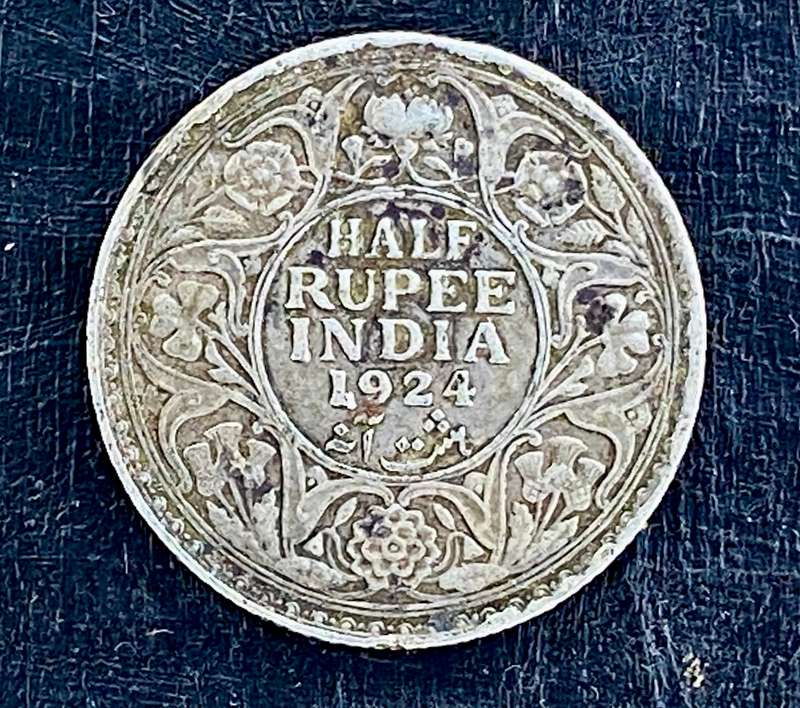 India 1924 -- 1/2 rupee -- 917 silver