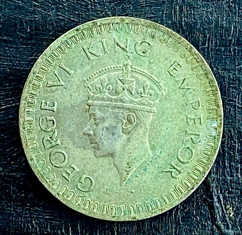 India 1943 -- 1/2 rupee -- 917 silver