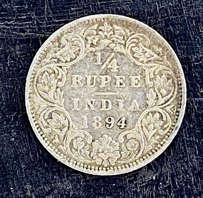 India 1894 -- 1/4 rupee -- 917 silver