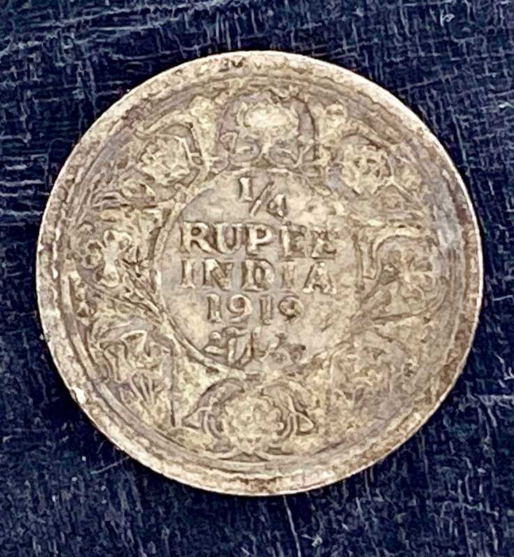 India 1919 -- 1/4 rupee -- 917 silver