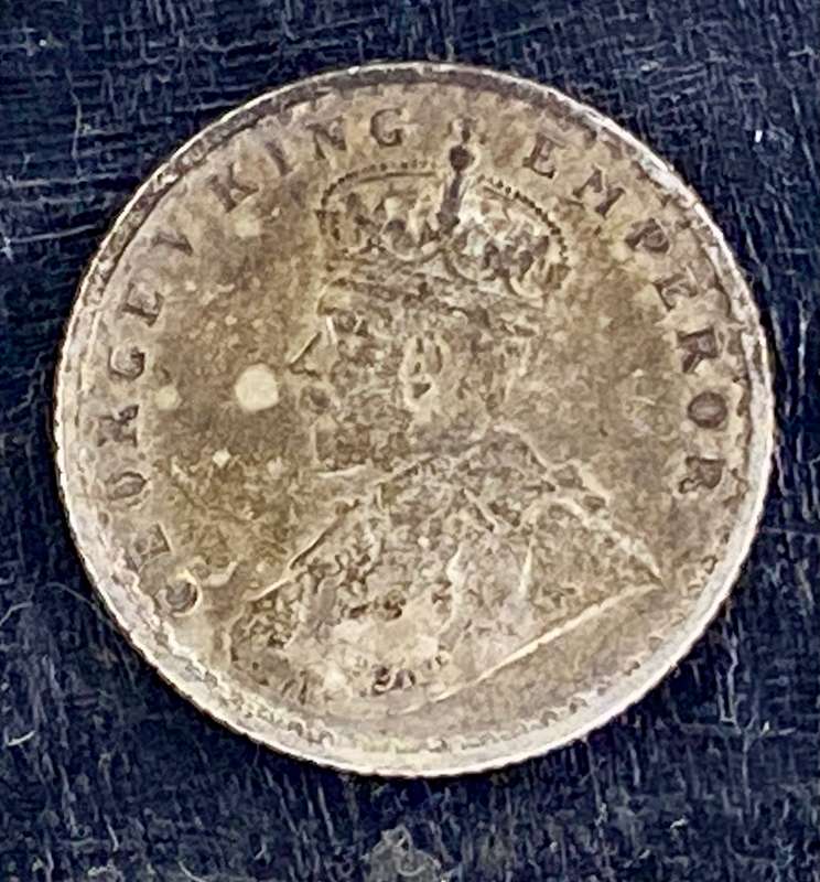 India 1918 WW1 -- 1/4 rupee -- 917 silver