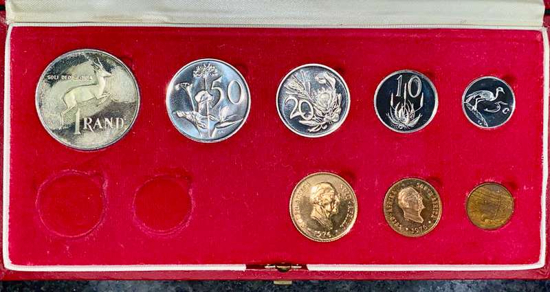 South Africa Proof set silver R1 TO 1/2 cent 1976 red SA mint box