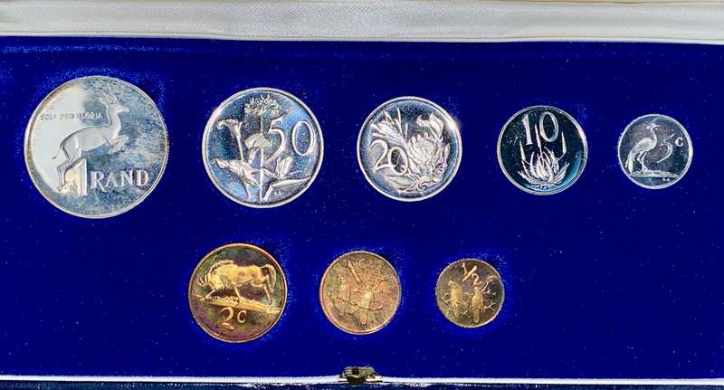 South Africa Proof set silver R1 TO 1/2 cent 1983 blue SA mint box