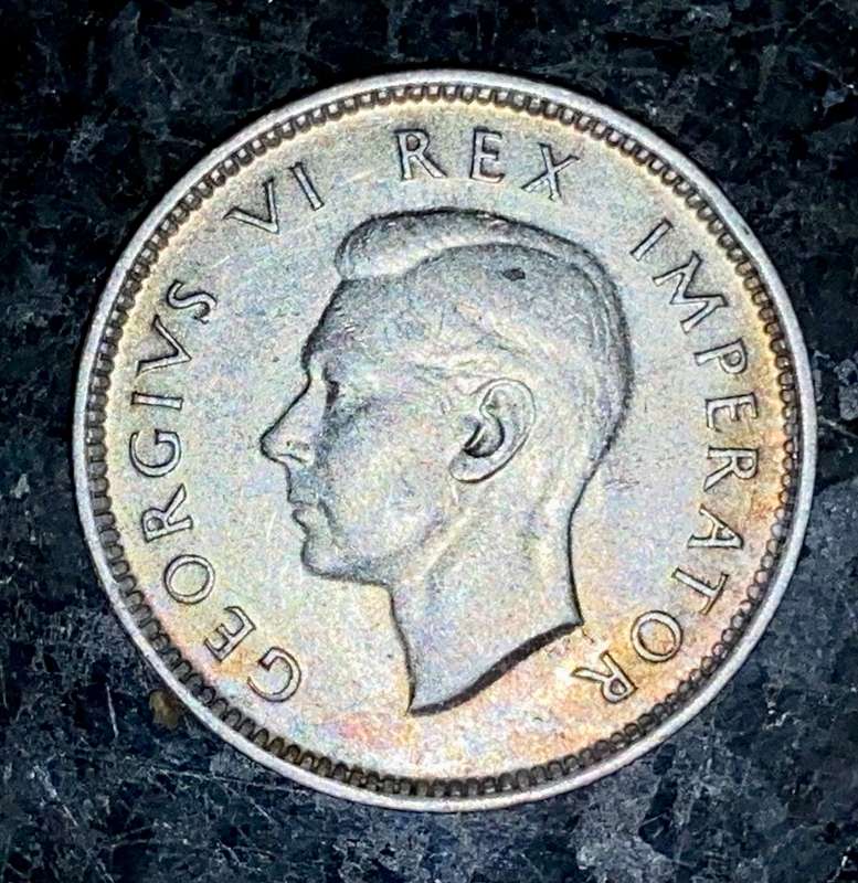 S A Union. silver 6d sixpence 1945 good condition