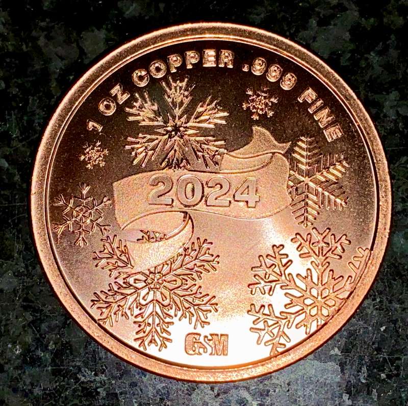 1OZ -- Santa Merry Christmas 2024 -- 1OZ 999 Copper Round BU