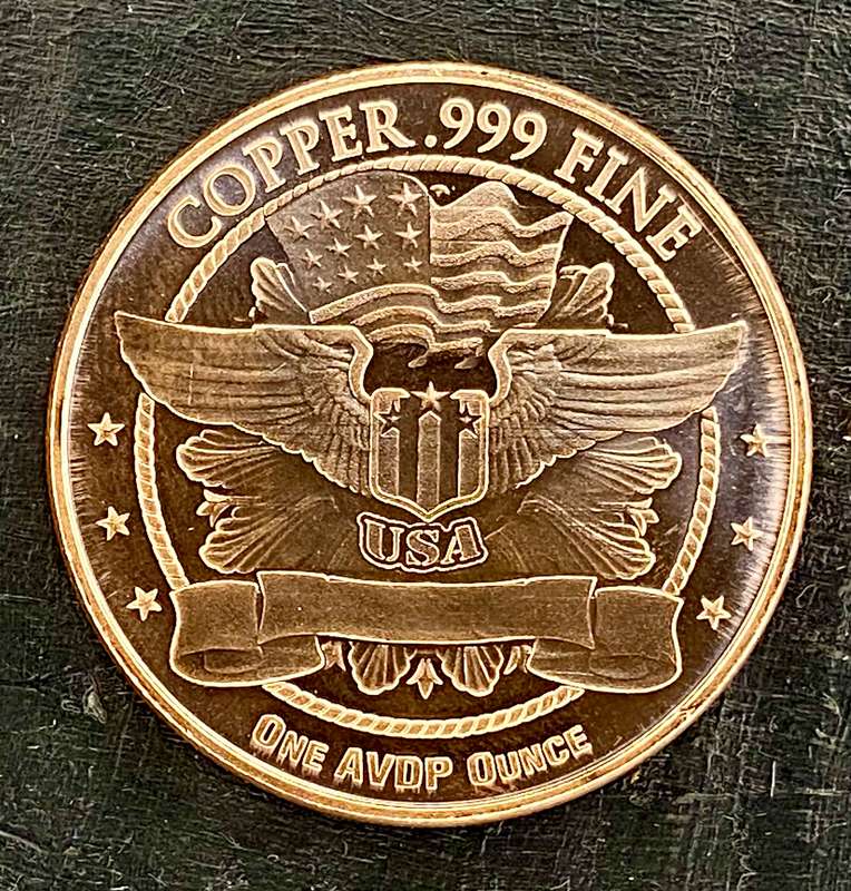 1OZ USA bust -- 1OZ 999 Copper Round BU