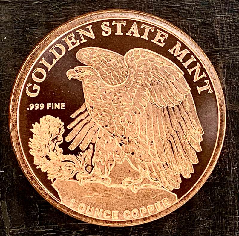 1OZ -- Walking liberty -- 1OZ 999 Copper Round BU