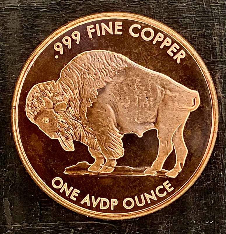 1OZ -- Bison -- 1OZ 999 Copper Round BU