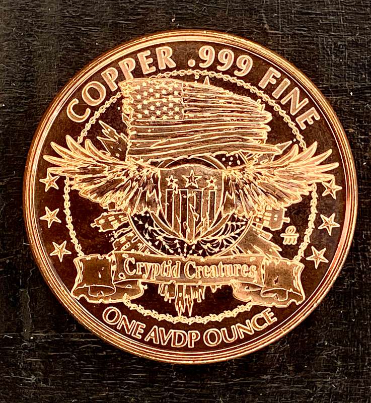 1OZ -- Abominable Snowman Cryptic Creatures -- 1OZ 999 Copper Round BU