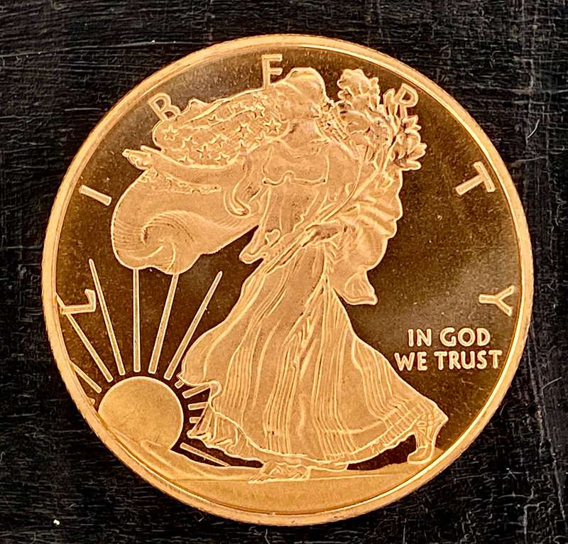 1OZ -- USA Half Dollar Walking Liberty -- 1OZ 999 Copper Round BU
