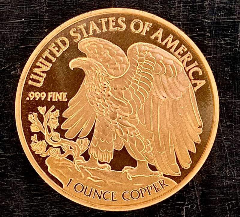 1OZ -- USA Half Dollar Walking Liberty -- 1OZ 999 Copper Round BU