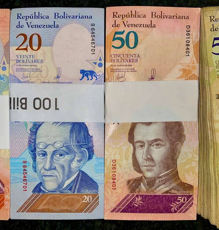 Venezuela Bolivars Bank Packs set 2 Bolivar to 50 Bolivar UNC 2018 (500 pack is circulated)