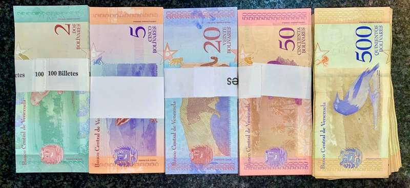 Venezuela Bolivars Bank Packs set 2 Bolivar to 50 Bolivar UNC 2018 (500 pack is circulated)