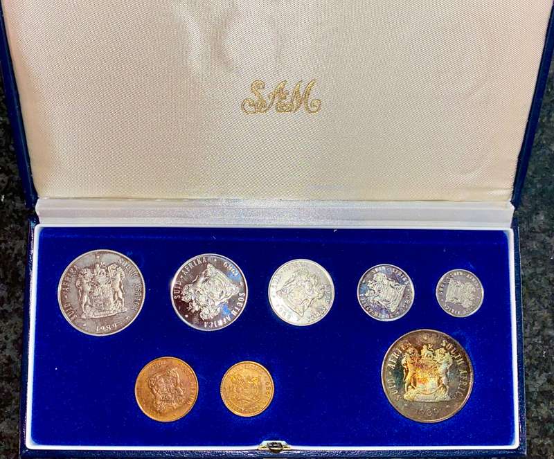 South Africa Proof set silver R1 TO 1 cent + nickel R1 - 1989 blue SA mint box