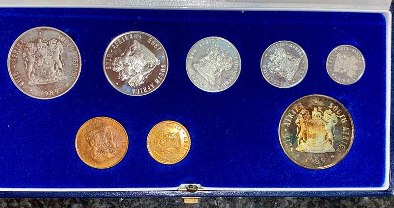 South Africa Proof set silver R1 TO 1 cent + nickel R1 - 1989 blue SA mint box