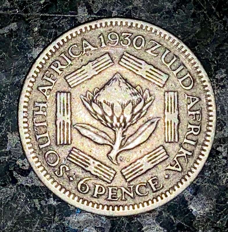 S A Union. silver 6d sixpence 1930