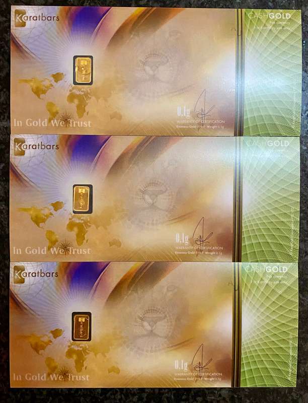 Karatbars Gold Bar Cards - Gold Bar 999.9 Purity 24ct (bid per bar) 0.10g - 4 available