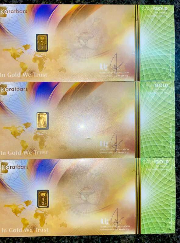 Karatbars Gold Bar Cards - Gold Bar 999.9 Purity 24ct (bid per bar) 0.10g - 4 available