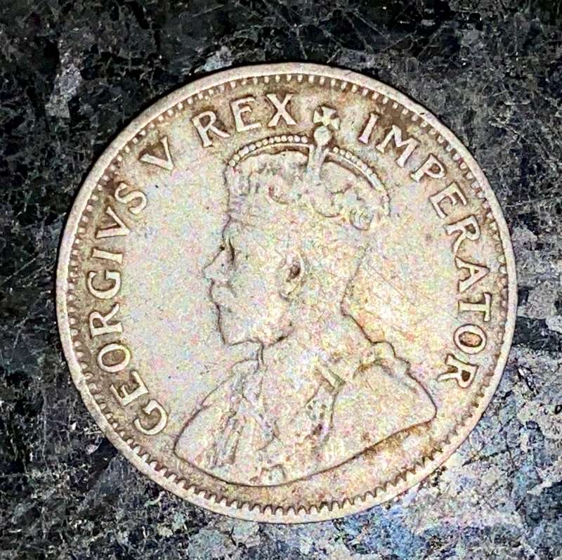 S A Union. silver 3d threepence 1924 wreath