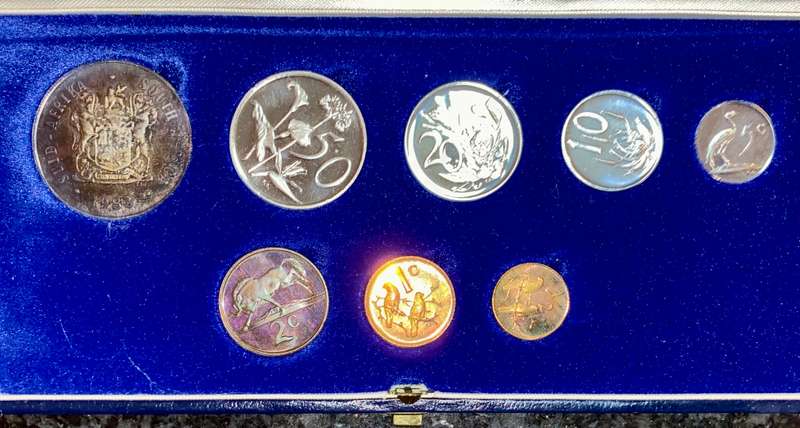 South Africa Proof set silver R1 TO 1/2 cent 1983 blue SA mint box