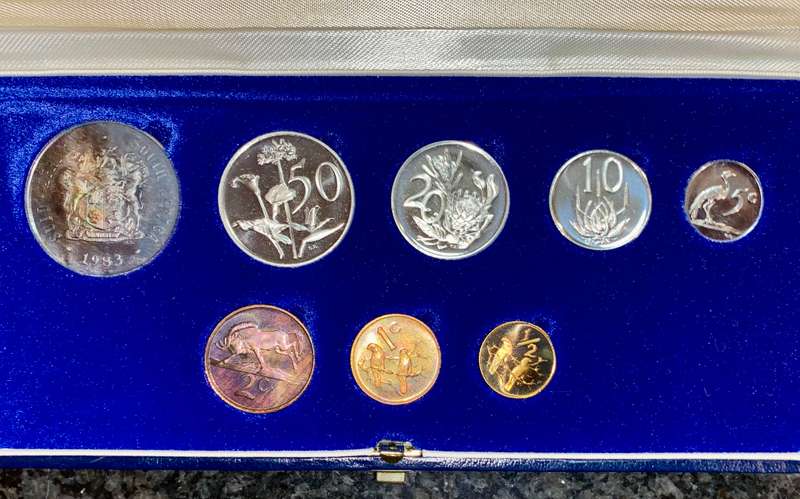 South Africa Proof set silver R1 TO 1/2 cent 1983 blue SA mint box