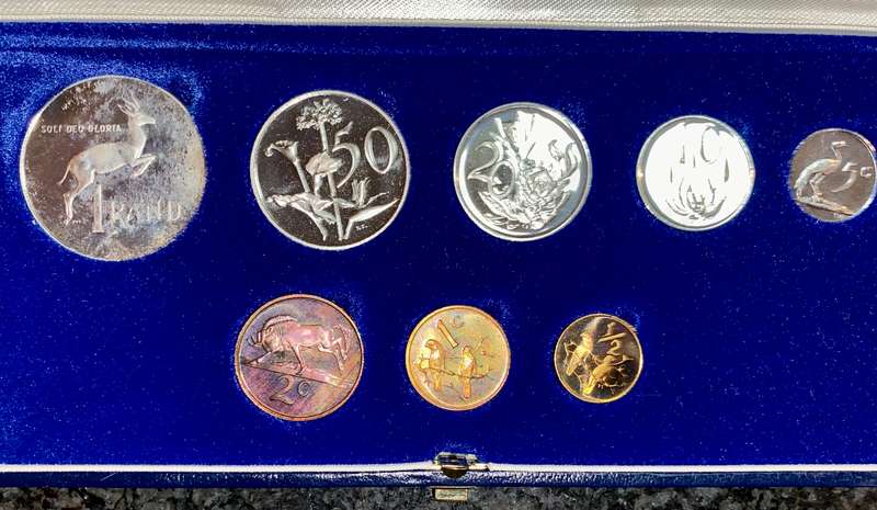 South Africa Proof set silver R1 TO 1/2 cent 1983 blue SA mint box